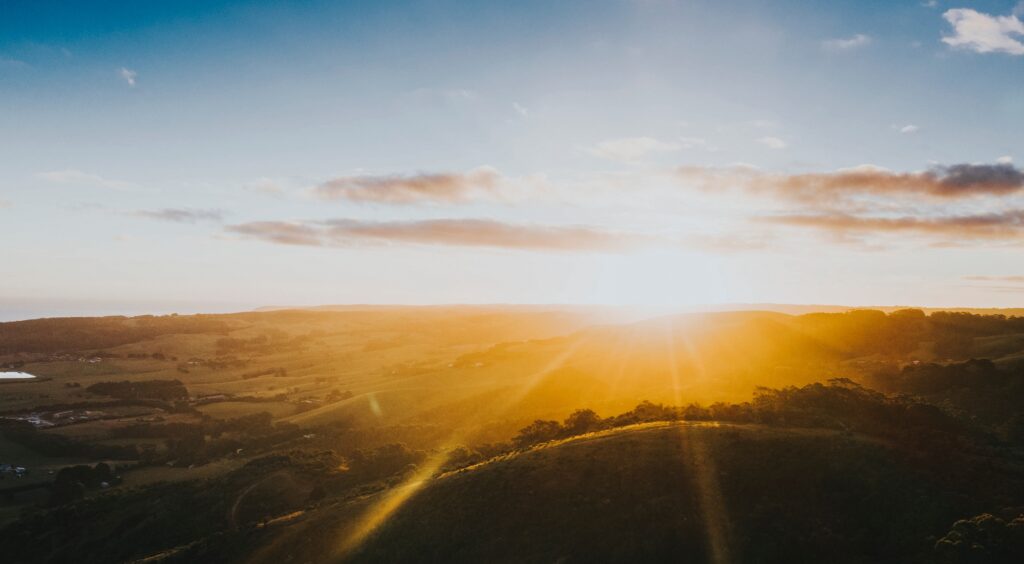 Sun rising over the mountain